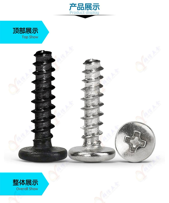 M2.8 dài 6 BB Chảo tròn lớn đầu tròn đuôi phẳng Chốt vít tự khai thác để cố định vít vỏ âm thanh bằng nhựa - Chốt