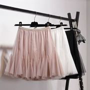 Mùa hè 2019 phiên bản Hàn Quốc mới của váy lưới eo cao nữ váy ngắn một từ váy pettiskirt không đều - Váy