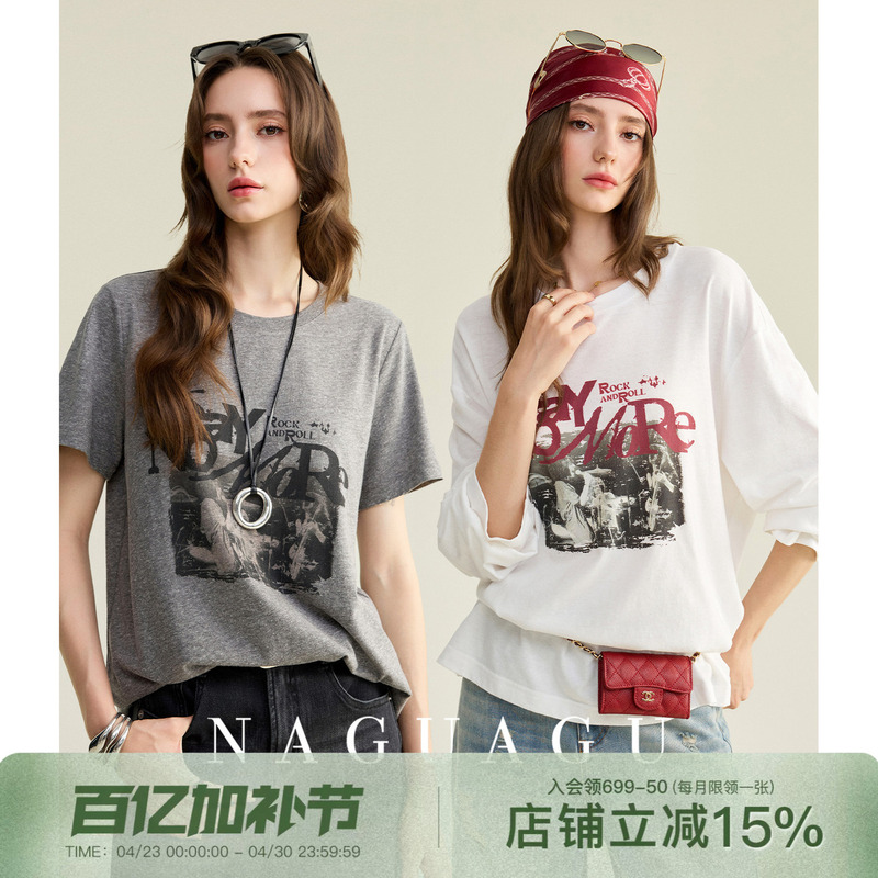 Pumpkin Valley Ruins Rock T-Shirt ~ Long-Staple Cotton American Retro Print 26 New Style T-Shirt Loose Round Neck Short-Sleeved Top