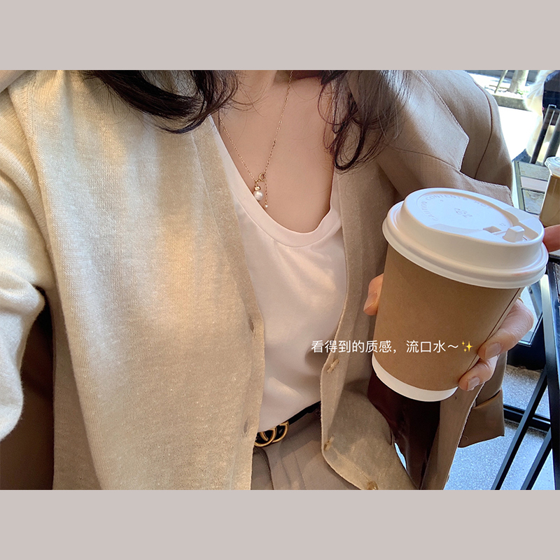 (Anti-season welfare special)French linen series~cardigan knitted top thin V-neck sweater Z564