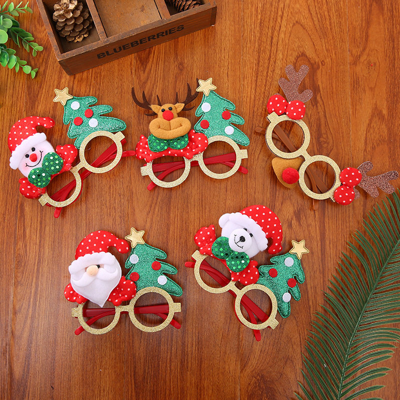 Christmas glasses frame gift small gift prize children's toy cute cartoon dress up photo decoration - Taobao