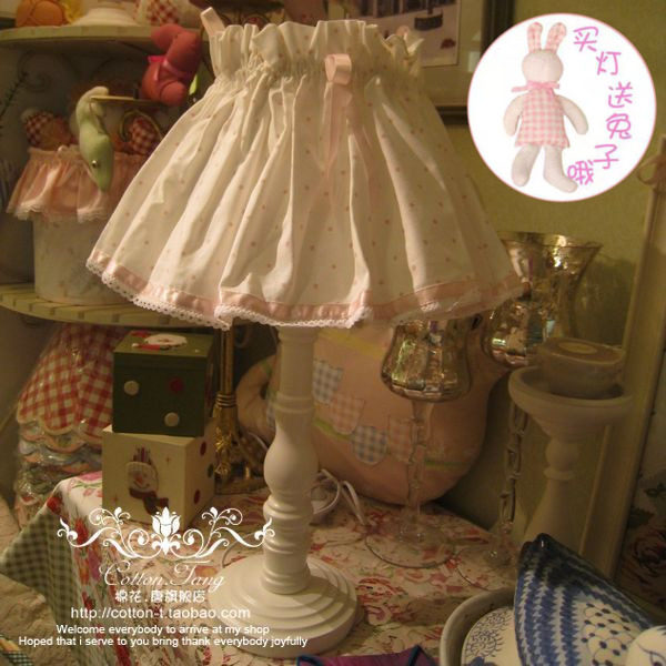 Pink Small Round Dot Double Cloth Art Table Light Bedroom Table Light Field Tables Lights headroom Lights