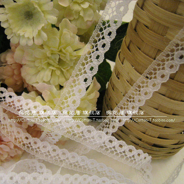 Small round point white lace lace lace) thin yarn lace) handmade parquet DIY lace side) DIY accessories 1cm wide