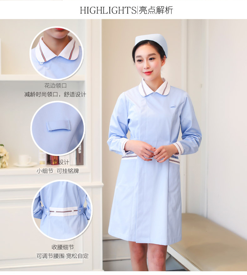 Hospital nurse clothes long and short-sleeved Korean beauty salon work clothes blue coat long-sleeved female medical uniforms pharmacy doctor clothes