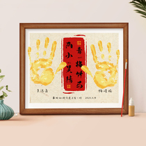 Golden Couple Handprint Painting DIY Palm Print Commemorative Photo Frame Lover Commemorative Gift Blessing Engagement Love