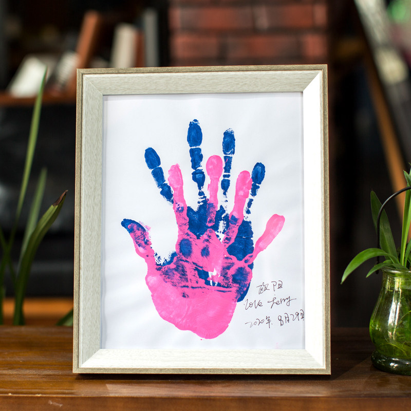 Couple press handprint memorial self-made hand mold graduation oil painting Press palm print painting A pair of graffiti photo frame diy handprint