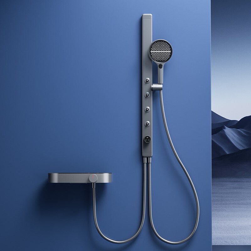 Intelligent Constant Temperature Digital Display Piano Button Shower Head Set 3D Surround Shoulder and Back Wash All Copper Household Supercharged Shower Head