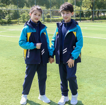 Jacket and pants suit kindergarten garden clothes custom outdoor plus velvet thickening childrens primary and secondary school uniforms class uniforms autumn and winter