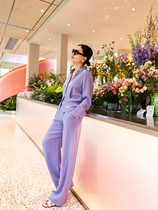 Soup soup 2004 High Dingwoman Purple Rolan Color Broadlegged Pants Children Summer Thin Straight Cylinder Casual Pants Genuine Silk Pants