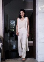 Natural simple comfort@Tang Tang 2004 cotton mixed cashmere solid color thin knitted mop pants wide leg pants for children