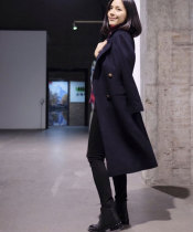 Long time no see@Tang Tang 2004 Winter new Years goods double-breasted medium-long pure cashmere coat coat female