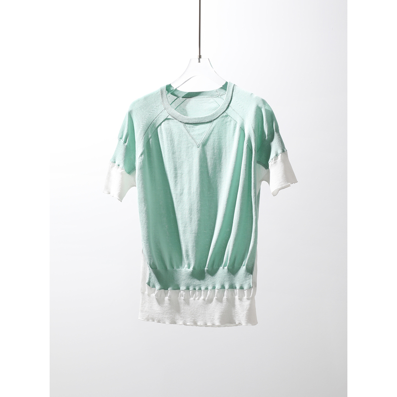 Tang Town Industry-Leading/Cotton Elite/Mako Cotton, Cool and Breathable Color-Blocked Raglan Sleeve Knitwear