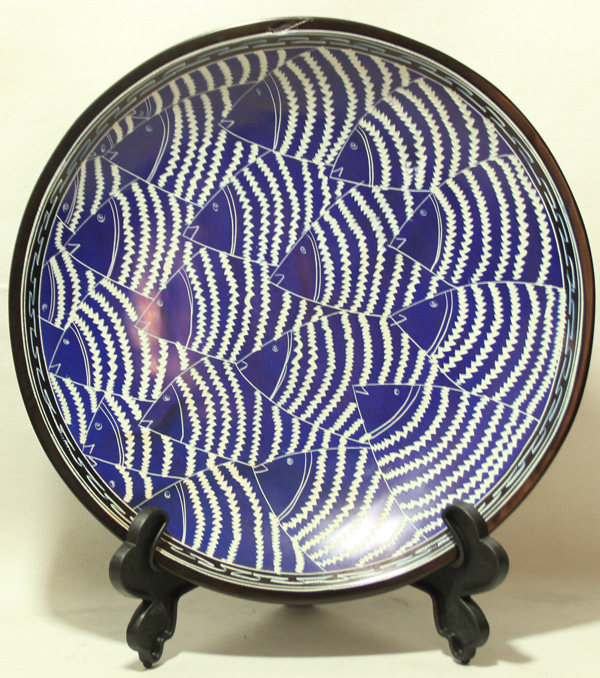 African stone carvings Kenya special soap stone sculpted pure artisanal finely carved fish tattooy disc 12 inch diameter 30 cm