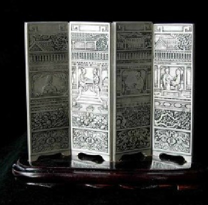 Promotion antique white copper gilt silver screen 