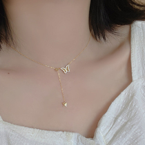 925 Pure Silver Pure Desire Butterfly Drawing Necklace Woman Summer Light Extravaganza Superior Design Neck Chain Collarbone Chain Accessories