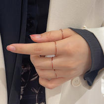 Titanium steel red black enamel index finger ring plain ring extremely fine couple style simple mens Korean ring womens tide