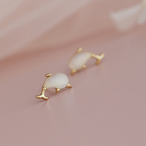Dolphin earrings female 925 sterling silver light luxury niche design high-end cold ins wind summer temperament simple earrings