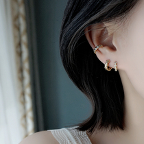 Ear Clip Without Earhole Female Earbone Clips Ear Pendant s925 Pure Silver Water Drill Rhomboid Lukewarm Nature Brief