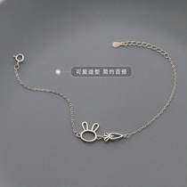 Cute little bunny girlfriend bracelet ins wind hand rope student niche design simple hand ornament 925 sterling silver jewelry women
