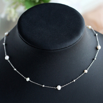 Full Star Natural Baroque Freshwater Pearl Necklace Fashion 925 Pure Silver Light Lavish Crowdlock Bone Chain Summer Gift