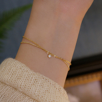 925 sterling silver double-layer rhinestone bracelet for girls ins light luxury niche design high-end very fine and delicate girlfriends jewelry