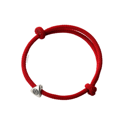 Детский браслет из красной нити, серебро 925 пробы