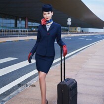 Air attendant uniform high-end long sleeve genuine pin Donghai Spring and Autumn Blossom suit work suit suit tops