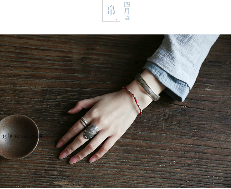 Authentic Thái Lan Mai Mai handmade vòng tay bạc nữ retro nghệ thuật cũ 99 chân bạc sterling mở vòng tay để gửi bạn gái vòng tay