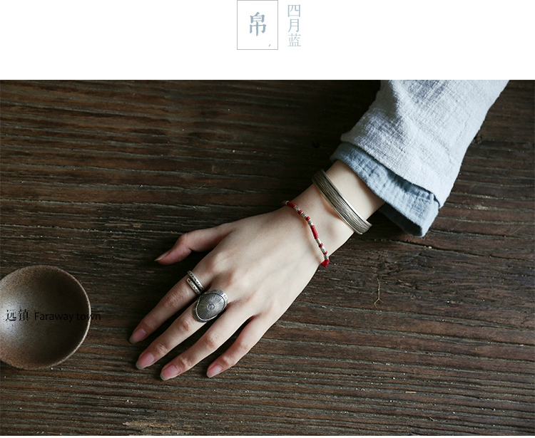 Authentic Thái Lan Mai Mai handmade vòng tay bạc nữ retro nghệ thuật cũ 99 chân bạc sterling mở vòng tay để gửi bạn gái