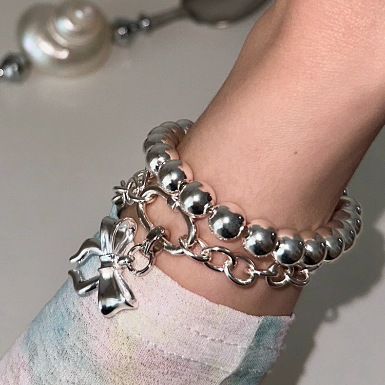 Plus Jewelry/Personal Collection! Such a Beautiful String of Beads! Large Round Bead Bracelet in 925 Sterling Silver Plus Jewelry/Personal Collection! Such a Beautiful String of Beads! Large Round Bead Bracelet in 925 Sterling Silver