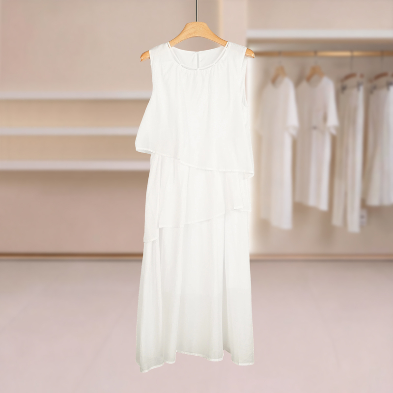 Madi Shangpin [Company Order·Three] 60516151 Summer 65% Tencel Sleeveless Round Neck Dress Women's Clothing