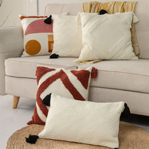  Light luxury pillow cover ins wind living room sofa pillow waist pillow Tufted bed pillow Summer bedside back cushion