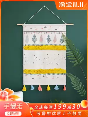 Dormitory renovation ins hanging cloth wall hanging cloth decoration literary dyeing tapestries hand woven net red hanging cloth bedroom