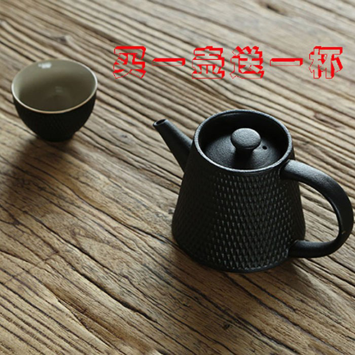 Retro Black Pottery Zen Wind Teapot Ceramic Kongfu Tea With Tea Maker Coarse Pottery Hand Kiln Change Hands to Flower Single Pot