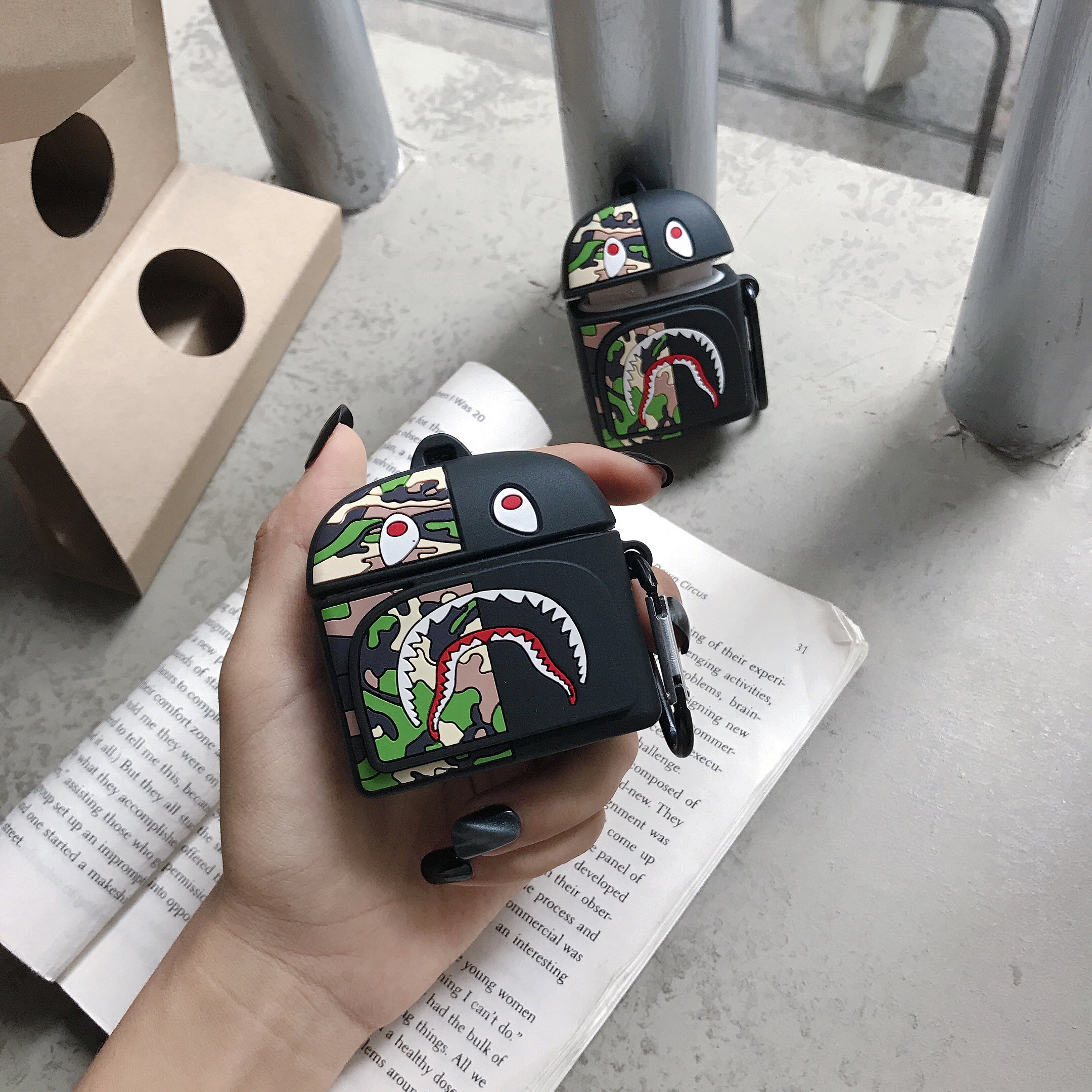 i12 shark backpack airpods one-piece protective cover airpodspro headphone cover miniso silicone shell tide brand