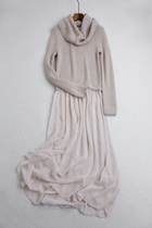 C65 original DAN gentle and elegant pile collar fake two snow-spun splicing one-piece dress