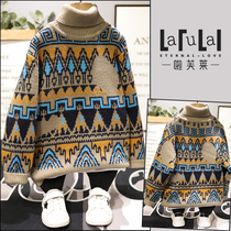 La Fleet 2020 winter dress new children thick sweater Boys Girls retro color turtleneck sweater tide 2385