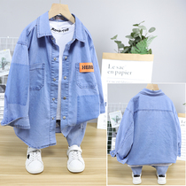 Papaya juice childrens clothing 2020 new childrens soft denim shirt boys shirt 07087