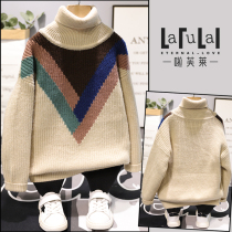 La Fleet 2020 winter dress new childrens coat boys and girls Korean version of loose color color high neck sweater 3078