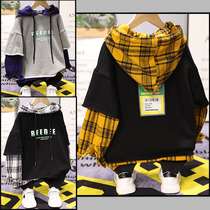 Big E small e childrens clothing 2020 Autumn new childrens two-piece shirt boys in big children casual set 99065