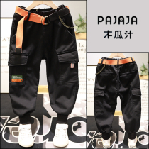 Papaya juice child clothing 2020 winter dress new boy girl bundle feet long pants Korean version integrated suede casual pants 600003