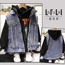 La Fleet childrens clothing 2020 Winter new childrens vest Boys Girls denim stitching vest 2752