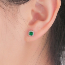 Alan Jewelry Customized Natural Gem Emerald Earrings Color Treasure Earrings 18K Gold Diamond Bare Stone Inlay Processing