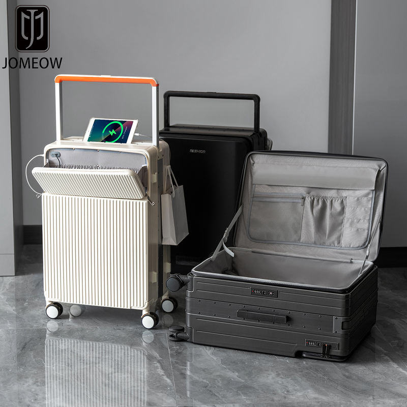 2026 New Model Aluminum Frame Wide Trolley Case for Male and Female Students, Large Capacity Multifunctional Side-Opening Suitcase, Carry-On Luggage