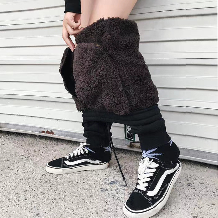 Quần thể thao nam cộng với quần nhung đệm quần mùa đông ấm áp cừu cashmere nam tự tu quần quần giản dị quần thể dục