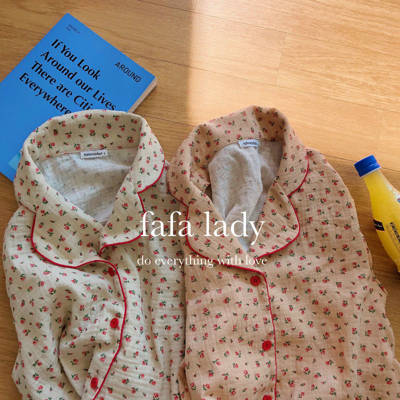 fafamarket Korea homemade two-color ladies sleepwear suits Home Suits Home Suit Crummy Pyjamas