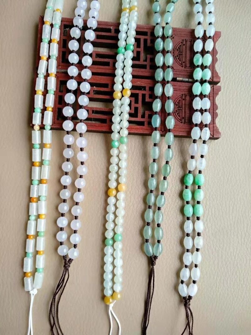High-grade ice jade beads lanyard Hand woven jade pendant necklace rope Jade jade beads hanging neck for men and women