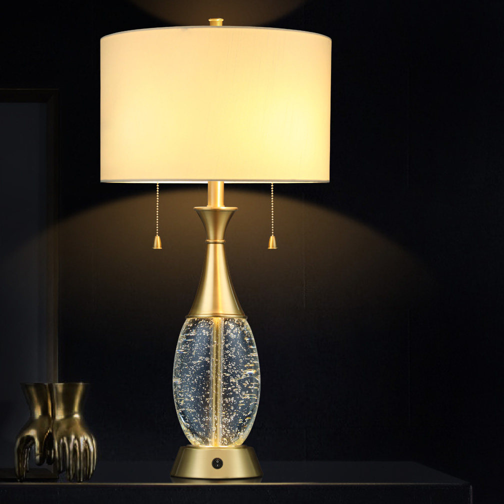 Full Star solid crystal bronze table lamp Nordic light and luxurious luminous table light modern minimalist bedroom bedside headlights romance