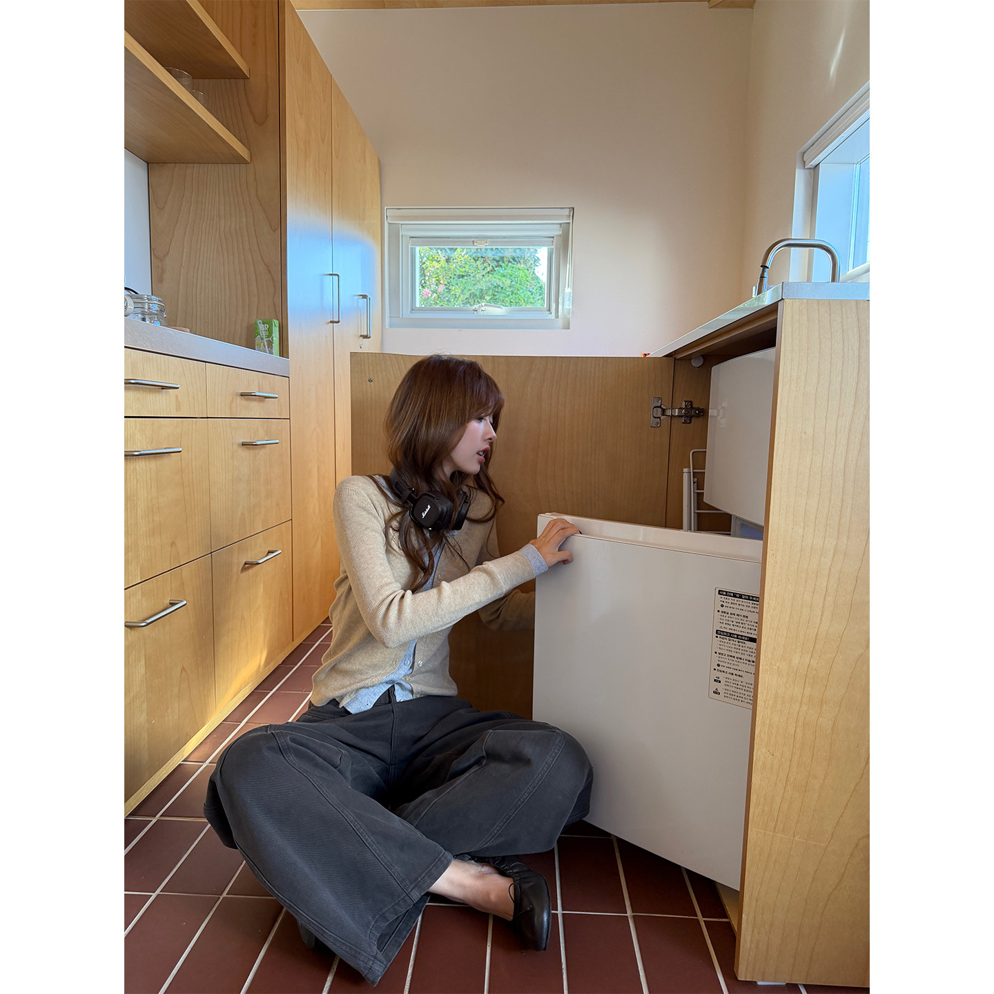 im ~까지 세련된 스택 음악 한 부서 계층의 감각 몸매 가꾸기 맨위 여성 페이크 레이어드 패치워크 색상 양모 니트 오픈 가디건 상세 이미지 2