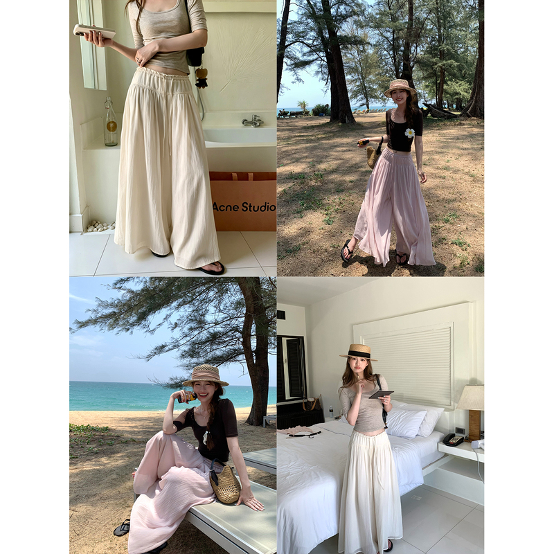 Im Xiang Yunduo Pants~ Lazy Drapey Culottes for Women, Summer Ruffled Pleated Casual Pants, Loose Slimming Wide-Leg Pants